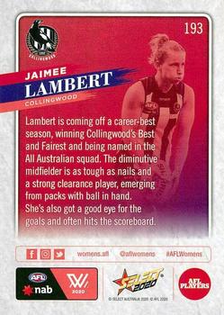 2020 Select Footy Stars #193 Jaimee Lambert Back